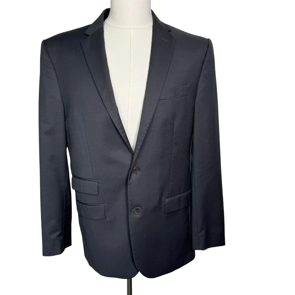 EGARA ZIGNONE Men's 42R W34 Charcoal Gray Italian Wool Slim Fit 2 Piece Suit